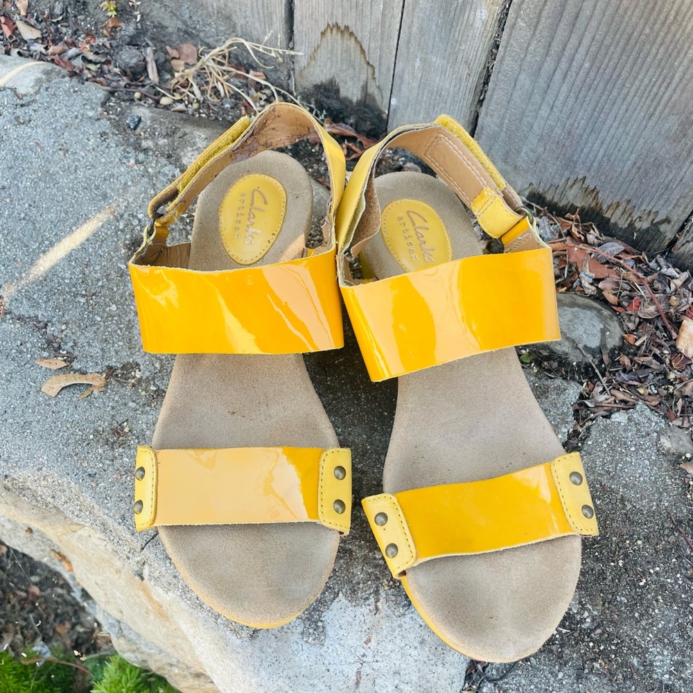 Clarks Vibrant Yellow Patent Sandals
